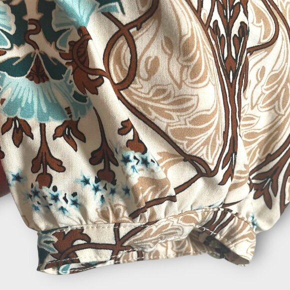 LOFT V-neck Popover BlouseTop LARGE Eclectic Boho Earth Tone Teal Accent NEW - Picture 7 of 8